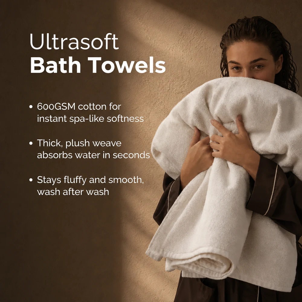 Ultrasoft 100% Cotton Bath Towels ( 1+1 FREE )